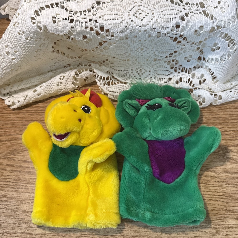 BJ And Baby Bop Hand Puppet Barney Friends 1990s Golden Bear Lyons Plush Toy